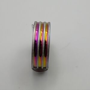 Stainless Steel Iridescent Silver and Purple Women's Ring U.S 9.5